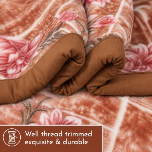 Image of Signature Special Limited Edition Super Soft Double Layered Blanket - 1100 GSM Winter Luxury - Reversible, Ultra Warm & Plush - King & Single Bed (Dahlia Garden, Double)
