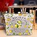 Zuo Bao Sicily Lemons And Limoncello Sicilia Island Italy Gift Sicily Makeup Bag Lemon Cosmetic Bag Travel Lover Europe Travel Gift (SICILIA)