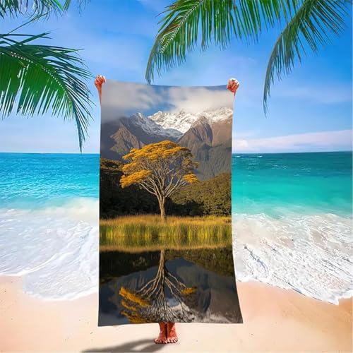 Telo Mare Paesaggio Asciugamano Microfibra Blu Grande 160x80 cm Asciugamano Palestra Uomo Telo Mare, Asciugatura Rapida, Assorbente, Antisabbia Leggero Stuoia Spiaggia per Palestra, Viaggi Nuoto GA-Y