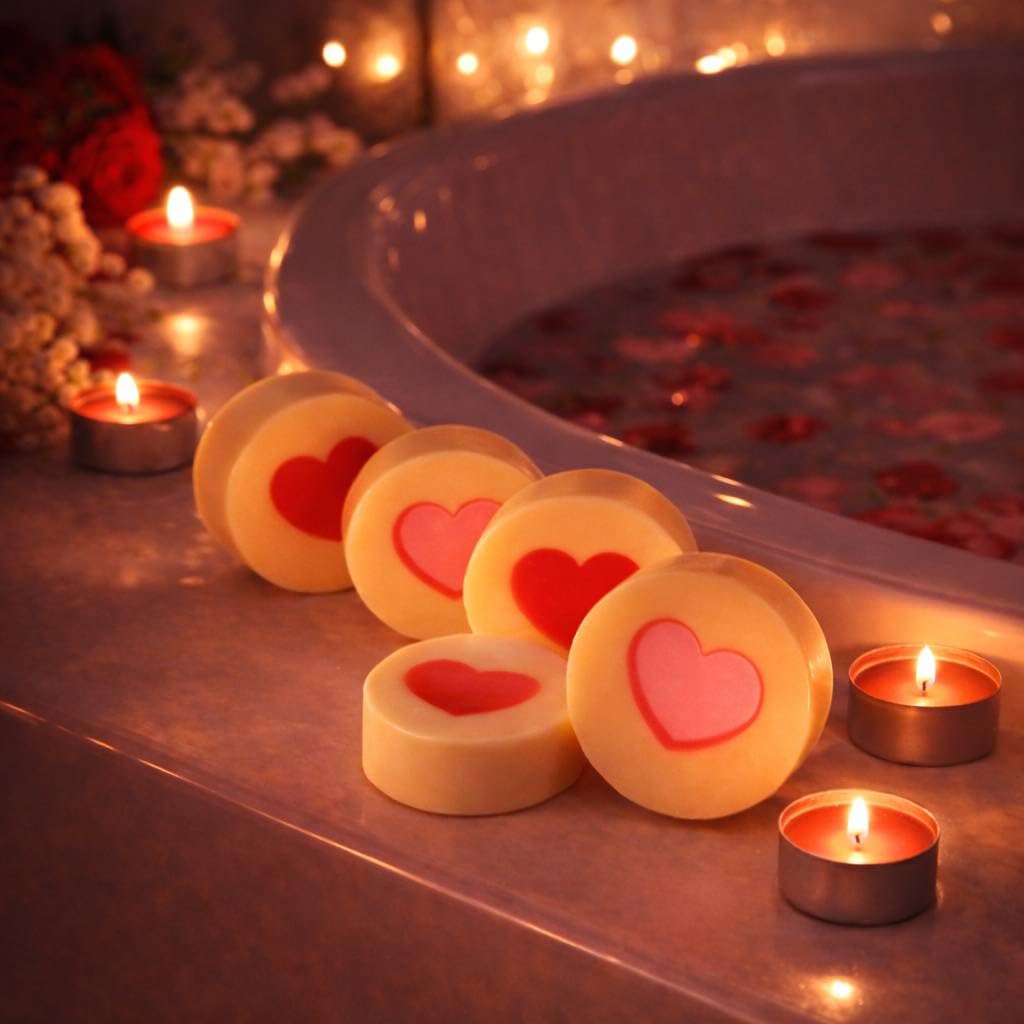 Kit de fabrication de savon avec inclusion en forme de cœur | Ensemble complet avec matériaux et instructions pour les débutants en savons artisanaux | Apprenez à fabriquer des savons faits maison