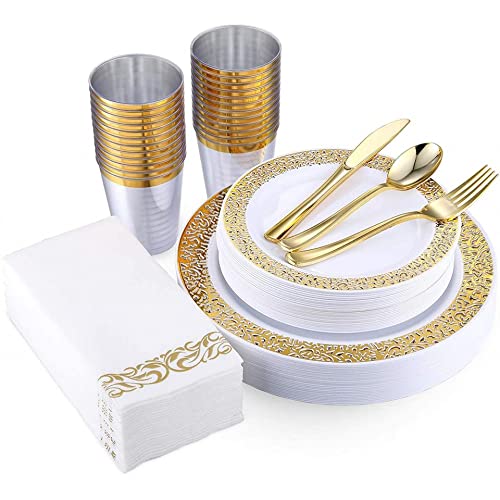 Buy Aiwanto 175 Piece Gold Dinnerware Set 50 Guest Gold Lace Design