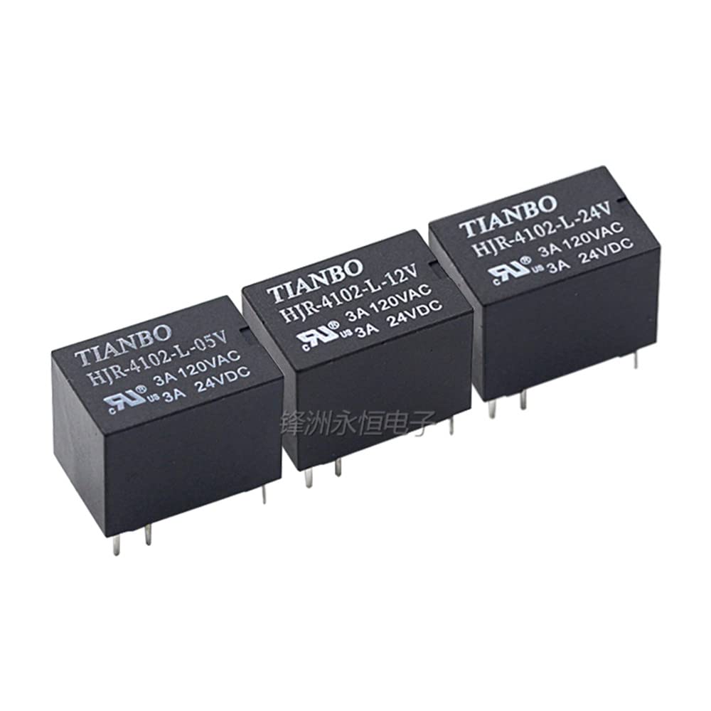 AETOOL - HJR-4102-L-5𝖵 HJR-4102-L-12𝖵 HJR-4102-L-24𝖵 6-Pin 3A Power Relay (HJR-4102-L-5V)