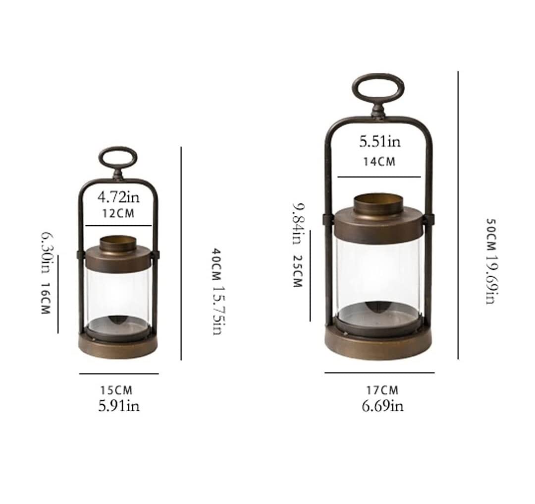 Kerzenhalter für Adventskranz, Kerzenständer Dekorative Laterne Im Schmiedeeisen-Stil, Transparent, Gerade Glasabdeckung, Kerzenhalter, Zuhause, Retro-Ornamente Heim-Party-Dekoration(6.69*5.51*19.69in