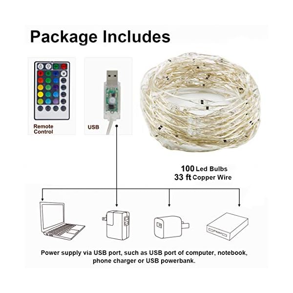 Twinkle star copper string lights fairy string lights 8 modes led string lights usb powered with remote control for christmas tree wedding party home decoration - image 8