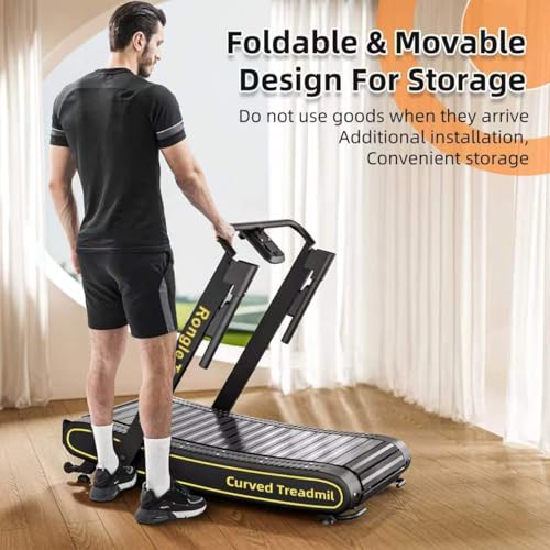 Image of Curved Treadmill with Non-Electric Motorized, 2 in 1 Foldable Design Adaptive Variable Speed with LED Display, Motorless Self Propelled Treadmill for Home Office, No Assembly Required 350LBS