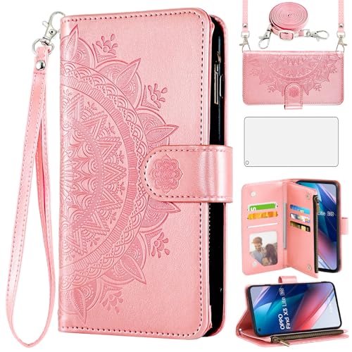Accessoires cellulaires OPPO Reno 5 5G étui cuir mandala avec film écran verre trempé anti-choc