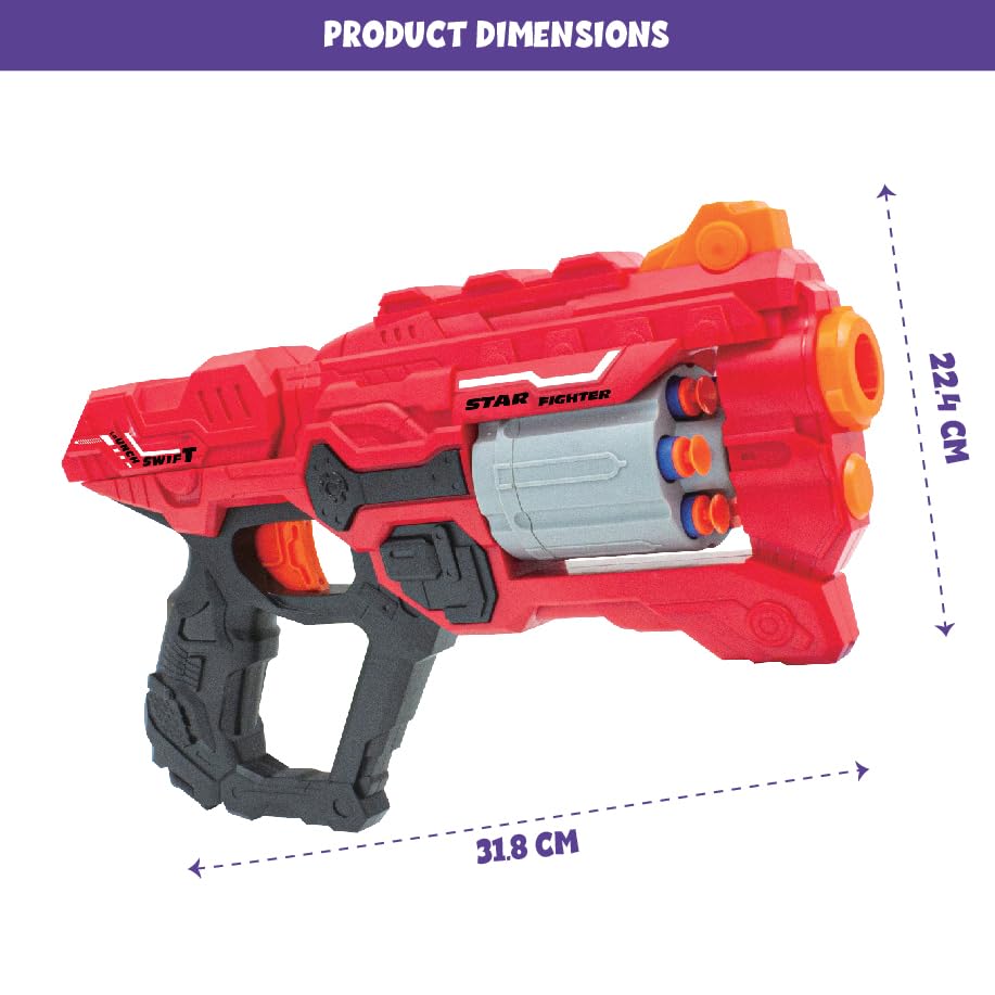 Image of ToyMagic Thunder Strike Gun With 24 Bullets - Long Range 6 Dart Rotating Drum - Soft Bullet Foam Blaster for Kids 8+ - Birthday Gift - Action Toy - Safe for Kids - Made in India
