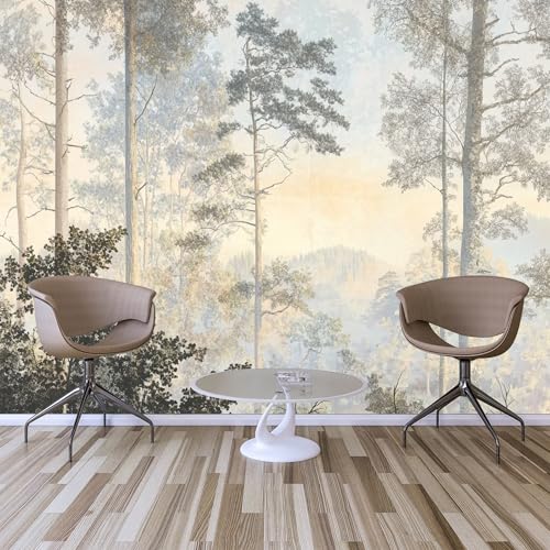 Custom Size Wall Murals Misty Forest Mural Self-Adhesive Removable Wall Covering Fabric Large Photo Wallpaper for Living Room Bedroom Kitchen Office Kids.