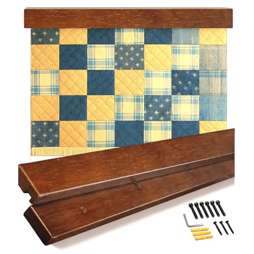 Image of Dacri Home Quilt Hanger for Wall Display - 72 Inch Tapestry Hanger from Premium Teak Wood - Safe Mount Quilt Rack for Heavy Rugs, Tapestries, and Other Wall Hangings (Light Wallnut)