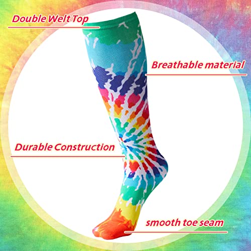Geyoga 2 Pairs Tie Dye Socks Novelty Kids Soccer Socks Unisex Casual Pattern High Socks Soccer Socks Colorful Softball Socks Compression Socks (Small) #TOP2