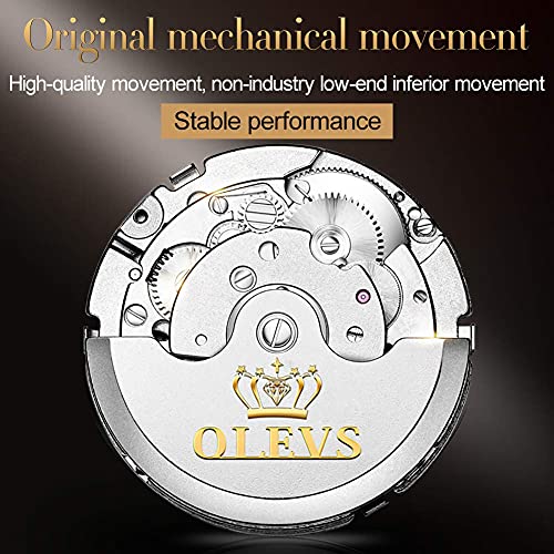 Image of OLEVS Automatic Mens Watch Self Winding Stainless Steel Gold Watch for Men
