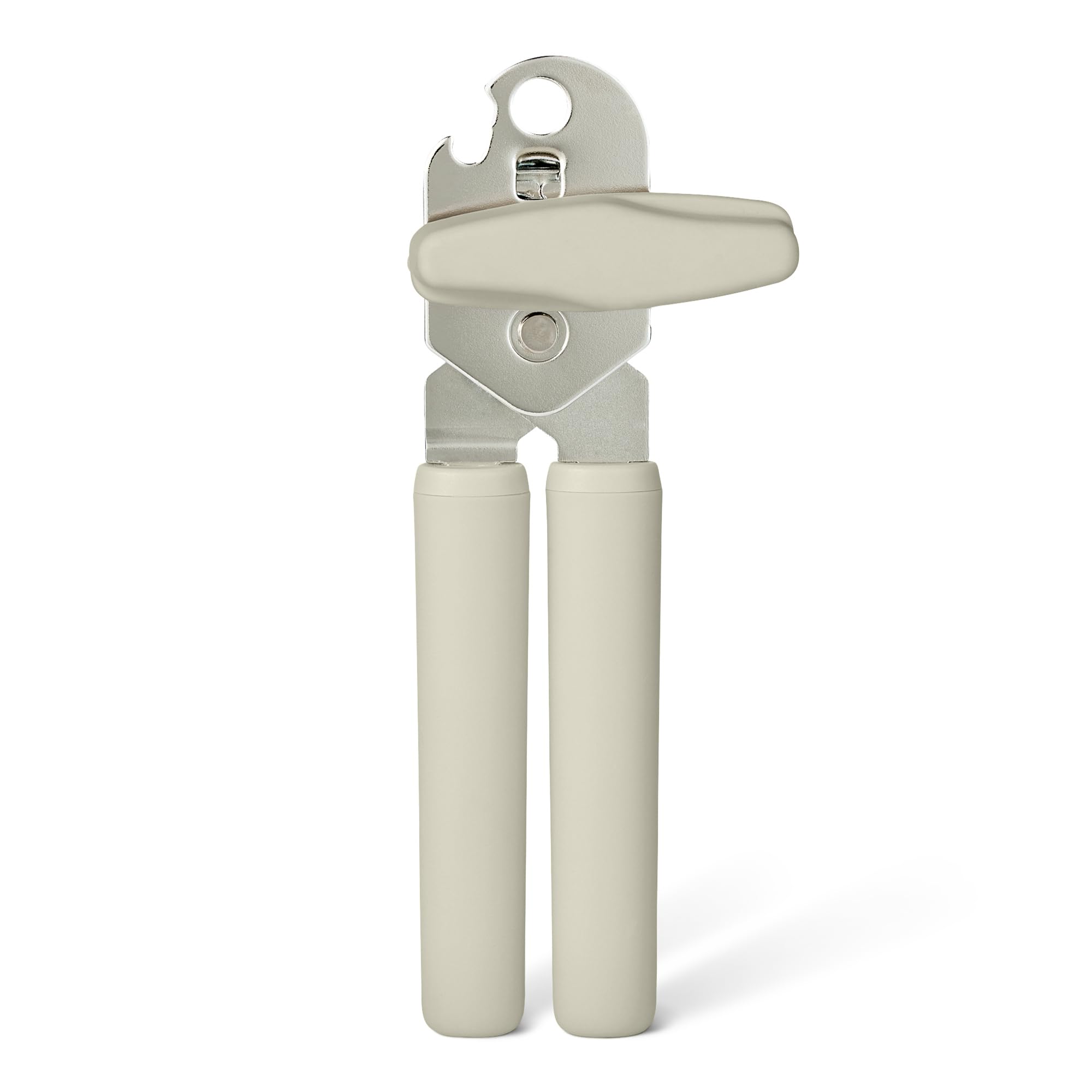 Amazon Basics Manual Can Opener, Soft Grip Handle, Dishwasher Safe, Linen Gray
