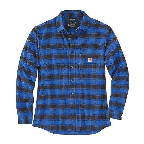 Carhartt Men's 105945 Rugged Flex® Relaxed Fit Midweight Flannel Long-S - Medium Regular - Glass Blue