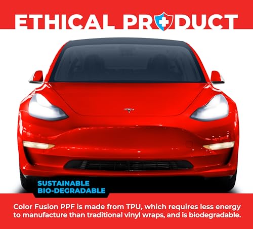 Image of ColorFusion PPF by VViViD, Gloss Ultra Red Dry Apply PPF Vinyl Car Wrap Roll 1ft x 5ft