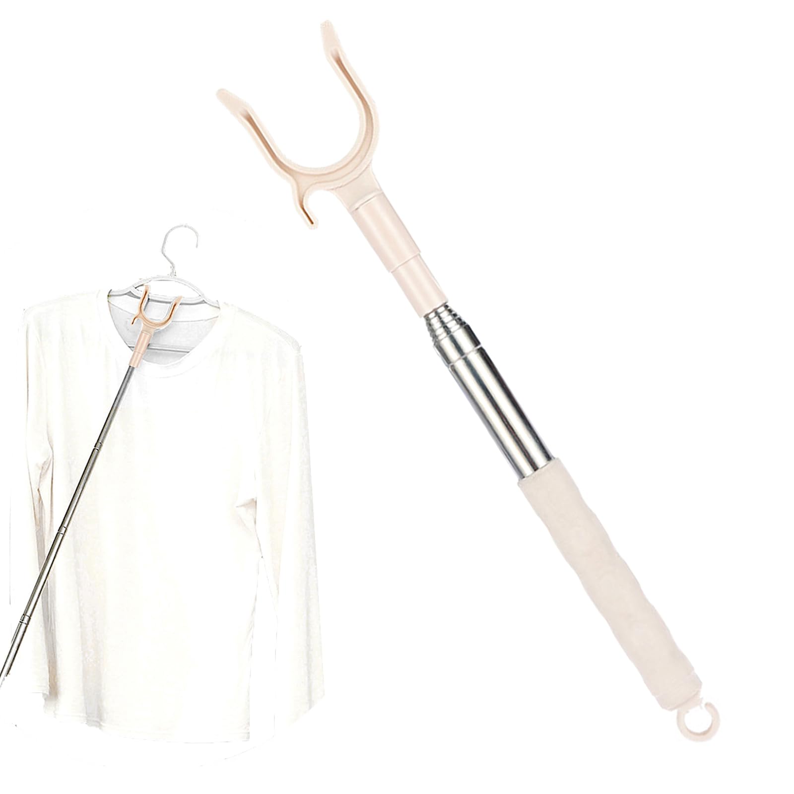 竿上げ棒 物干し竿 伸縮式 竿上げ 洗濯 竿あげ 伸縮式 コートハンガースーツハンガー 調節可能 軽量 洗濯 竿上げ 延長クローゼットフックポール上の棚 天井 家庭用