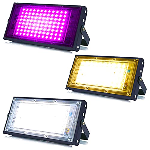 Image of MLD BL2545 50w Led Flood Lights IP66 Waterproof Indoor Outdoor Led Brick Focus Street Light Multi Color Combo Set | Pink, White, Yellow| Pack of 3