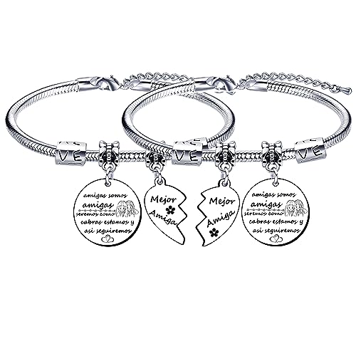 XQXQXZ Amigas Pulseras Regalo de Amistad Pulsera MujerUna Amiga no se Encuentra por Casualidad, Se Elige con el Corazón Colgante de Plata con Grabado para Navidad (2)