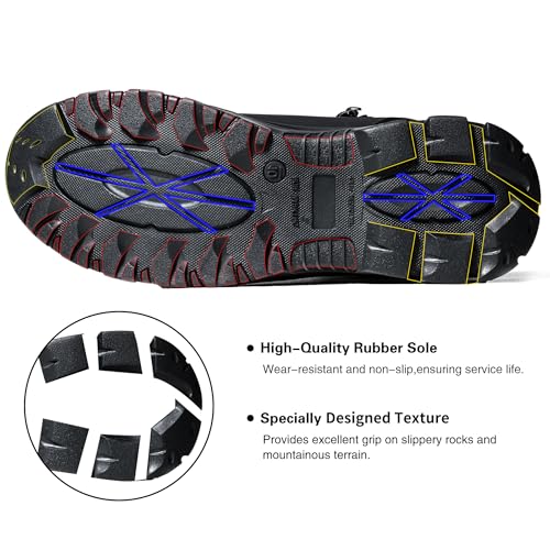 Men's Waterproof Hiking Boots Non Slip Work boot for men lightweight Treeking Shoes Black Tactical Combat botas de trabajo para hombre4