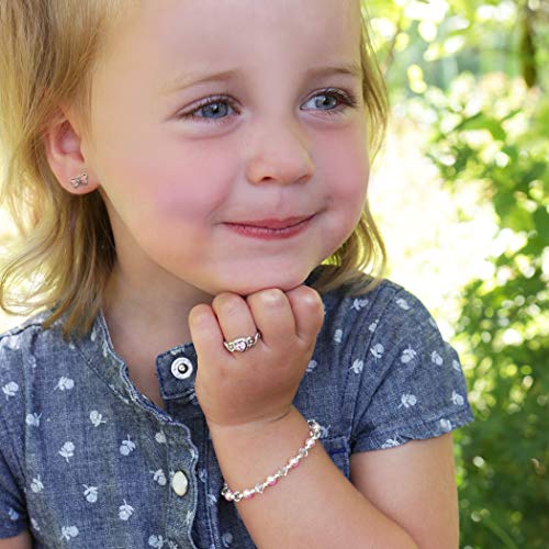 Cherished Moments Children's Sterling Silver Pink Butterfly with Sparkling CZs Earrings for Little Girls, Kids and Toddlers (Screw Back)2