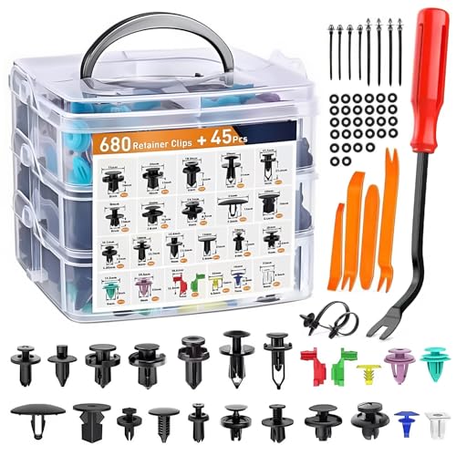 SnapForge 725Pcs Car Retainer Clips & Fastener Remover, Auto Body...