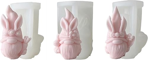 Miniatura 1 de 3 moldes de silicona para velas de gnomo de Pascua, lindo conejo, oreja, gnomo, para aromaterapia, jabón, arcilla polimérica, adorno de yeso, arte