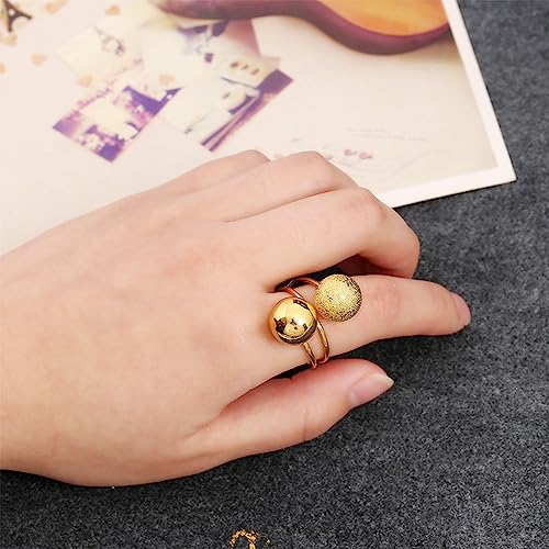 Boho Ball Adjustable Open Wrap Ring Polished Brushed 12mm Balls Stacking Statement Wedding Finger Rings for Women Girls Fashion Layered Comfort Fit Christmas Birthday Jewelry Gift for Friends Sister3