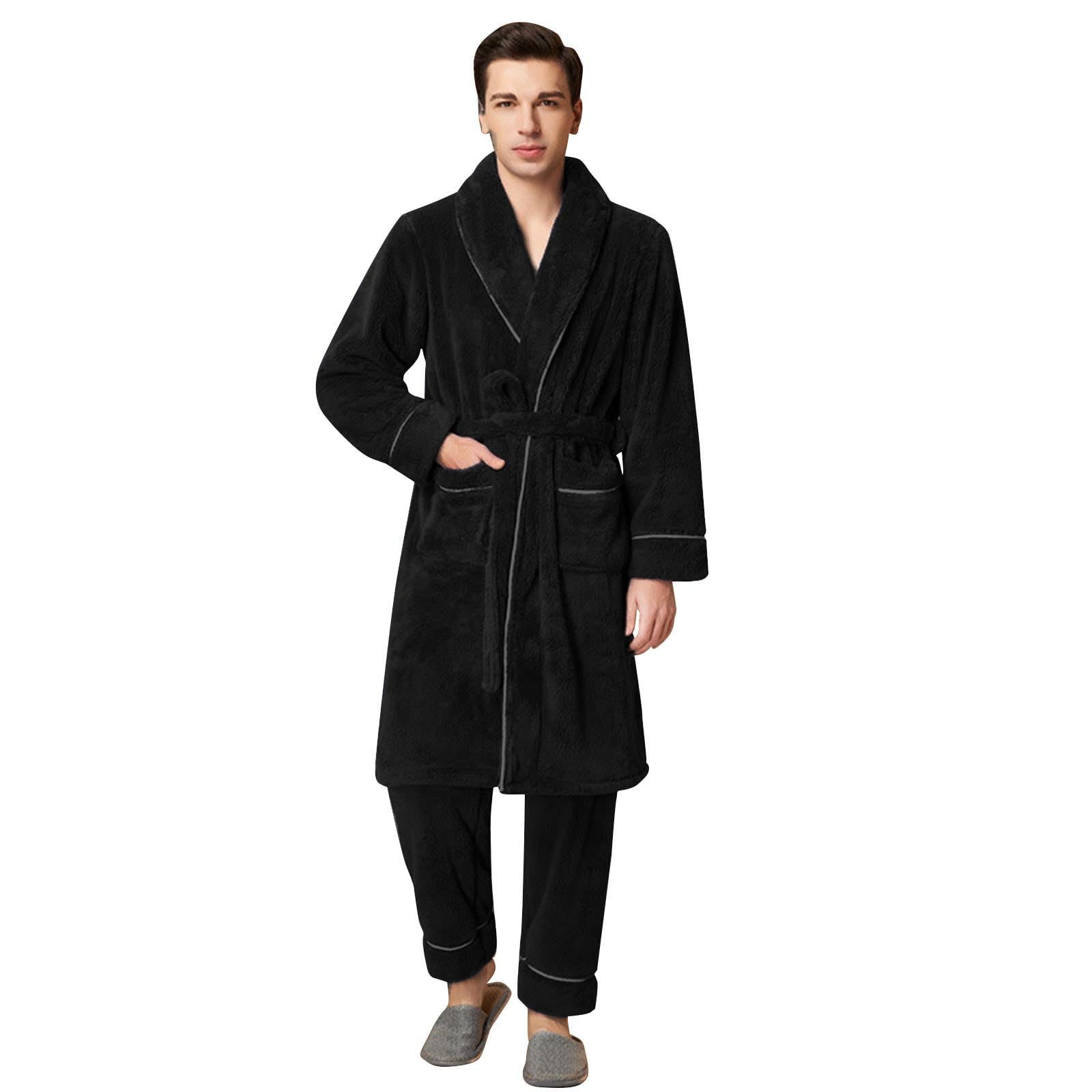 Generisch Nachtwäsche Herren Zweiteiliges Set Frühlingherbst Warmes Pyjama- Pyjama-Set für Herren Dicker doppelter Baumwollmischung Winterkleidung für Paare Herren Nachtwäsche Party
