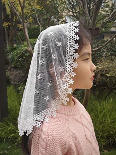 Lace Church Veil Flower Girls Headcovering First Communion Veils for Girls3