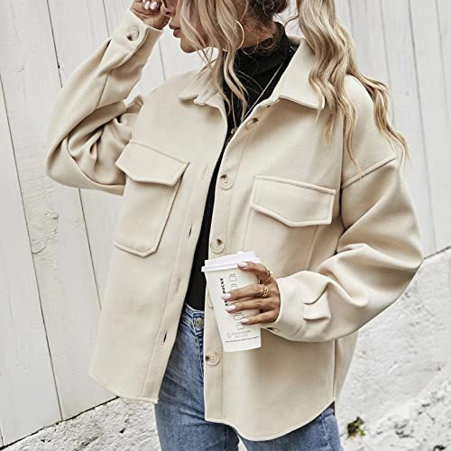 Lu's Chic Women's Long Sleeve Shirt Western Fashion Thick Fleece Button Up Oversized Shacket Jacket4