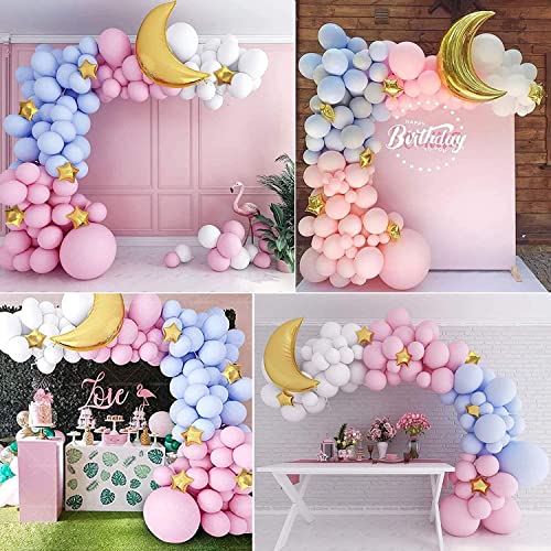 Image of Party Propz Baby Shower -White Latex Balloons Arc with Golden Moon Foil Combo 52Pcs for, Baby 1st Birthday, House Warming Party Decoration