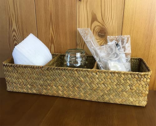 La Rectangular Woven Seagrass Storage Basket And Home Organizer Bins,Natural Water Hyacinth Basket (Brown) #TOP4
