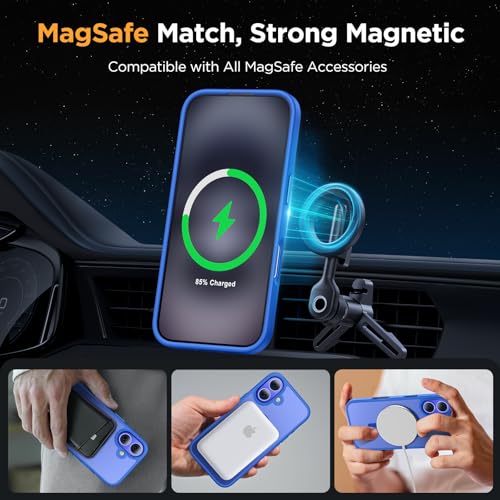 Image of Miracase Magnetic Series for iPhone 16 Case [Compatible with MagSafe] Military-Grade Protection, Anti-Fingerprint, Slim Phone Case for iPhone 16 6.1 inch - Sea Blue