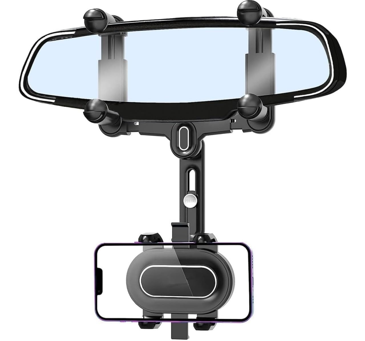 KPS Rear View Mirror Phone Holder | 360° Rotatable Retractable Car Phone Mount Stand | Universal Adjustable Multifunctional Rotating Cradles for Dashboard/Car | Mobile Holder (Pack of 1,Multicolor)