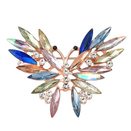 Butterfly Brooch Pins for Women Colorful Rhinestone Lapel Pin Safety Pin for Girls Birthday Gifts for Best Friend Daughter Mom Insect Butterfly Pins for Wedding Party Banquet, Small, Alloy Steel, no