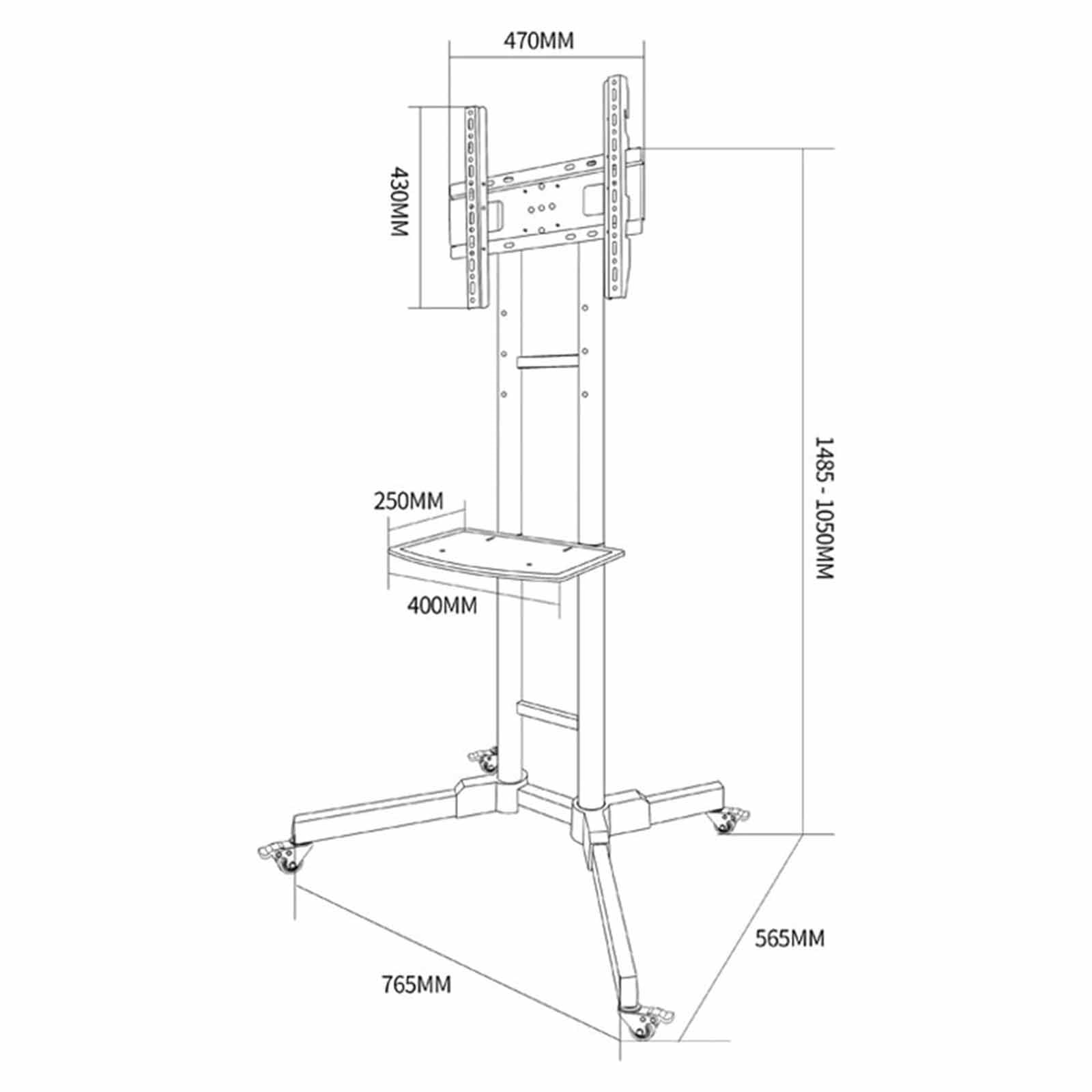 Soporte para TV con Ruedas - Soporte móvil de Suelo para TV, Ajuste de Altura con Bandeja de Almacenamiento, para Pantallas de 32 a 60 Pulgadas, rotación Horizontal,