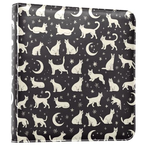 Kigai Cute Cats Photo Album Self Adhesive Scrapbook Album Leather Cover DIY Picture Scrap Book with 20 Adhesive Sheets, 11.8x24x0.8 inch