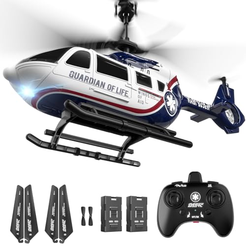 DEERC Helicóptero Teledirigido para Niños, RC Militar de Rescate con Mantenimiento de Altitud, Despegue/Aterrizaje con una Tecla, Luz LED, Alerta de Batería Baja, Regalo para Niños