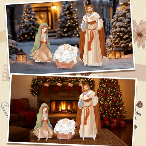 Zonon 3 Pcs Large Christmas Nativity Scene Outdoor 47" Holy Family Yard Decorations with Stakes PVC Water Resistant Weatherproof Sturdy Christian Nativity Signs for Yard Lawn Garden Decor(Classic) by Zonon - Image 5