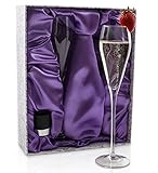 Champagne Flute Set, Crystal + Champagne Stopper | Elegant Crystal Flutes Designed to Enhance Taste | A Stunning and Thoughtful Best Friend Gift Set of 2 Flutes Glasses by Beaudroix
