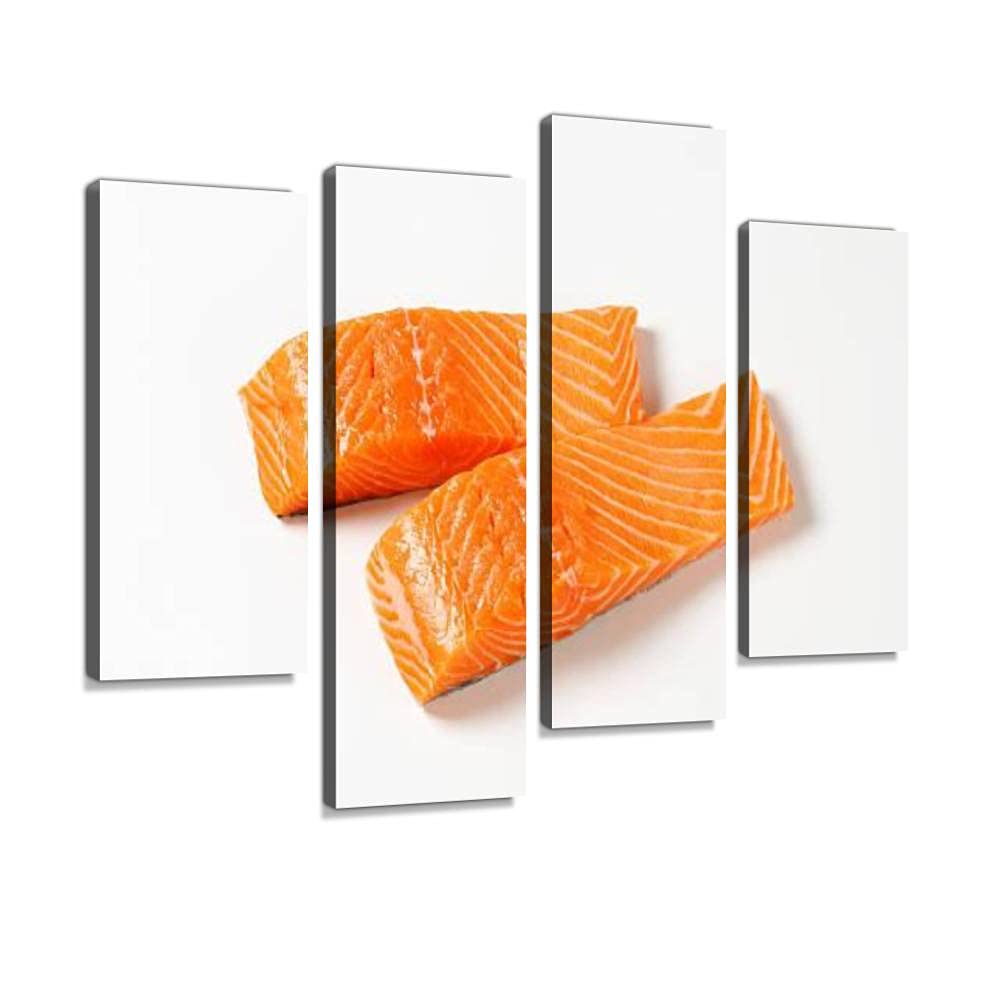 4 Panel Canvas Pictures Salmon fillets Home Decor Gifts Canvas Wall Art for your Living Room