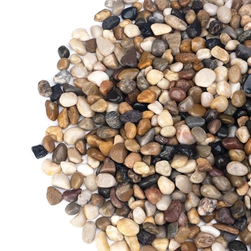 Image of Pulovin 10 lbs Pebbles for Indoor Plants, Succulent, Bamboo, Vase, 3 /8 inch Plant Rocks for Pots Indoor, Small River Rocks Decorative Pea Gravel, Highly Polished
