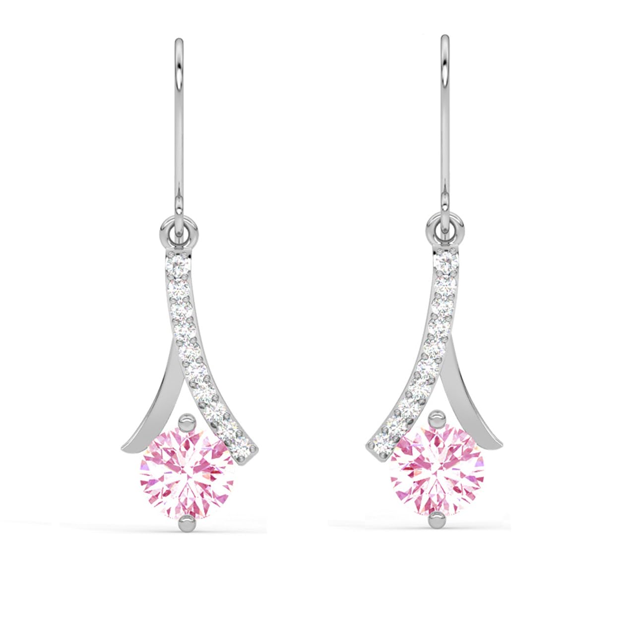 925 Sterling Silver Pink Solitaire Pendant Earring Chain Jewellery Set | Rhodium Plated, Swiss Zirconia | Gift for Women & Girls-image-8
