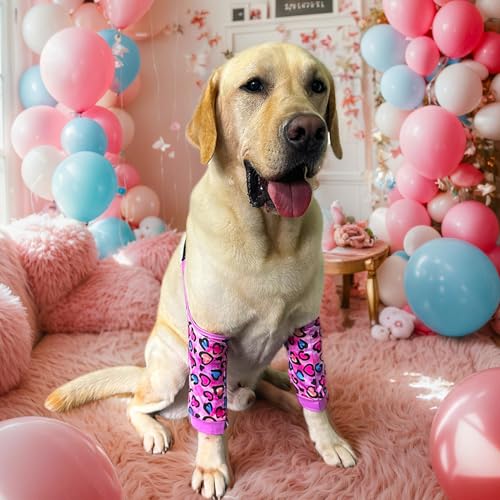 Image of Dog Elbow Wraps Knee Protector Pads Elbow Callus Treatment Sleeve for Wounds Front Legs Prevent Licking for Medium Large Dogs XL, Leopard