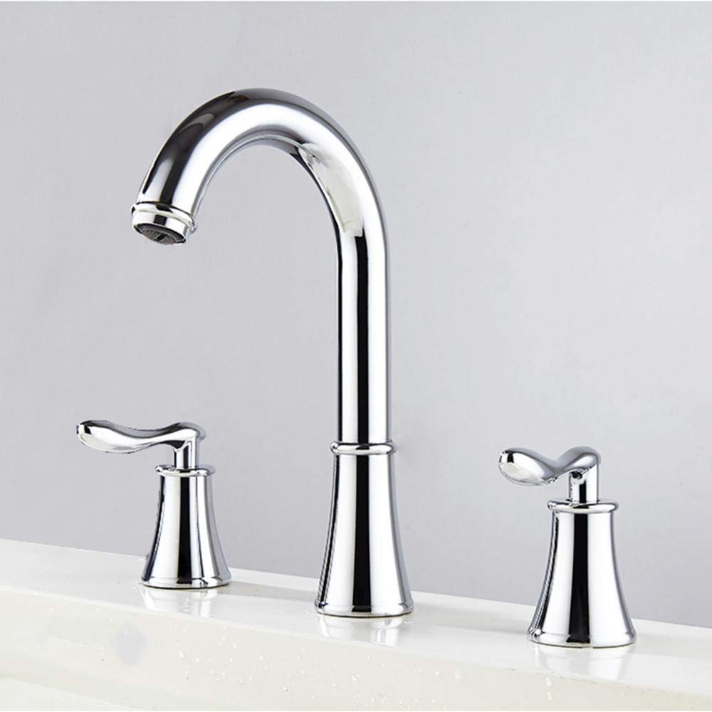 VDOQTLJT Bathroom Sink Faucet 3 Hole Brass Rotatable Split Type Hot and Cold for Sink-Black(Nero)