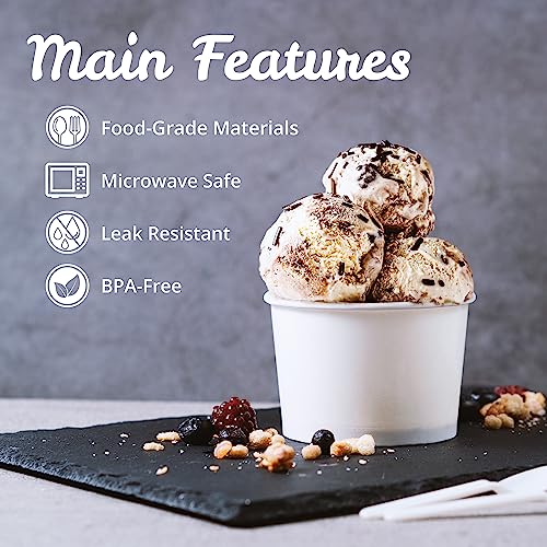 Matican 9W5F Paper Ice Cream Cups - 50-Count 9-Oz Disposable Dessert Bowls For Hot Or Cold Food, 9-Ounce Party Supplies Treat Cups For Sundae, Frozen Yogurt thumb #5