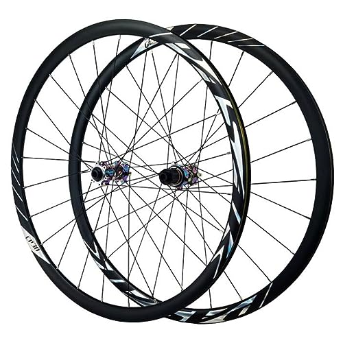 GEIRONV Juego Ruedas de Bicicleta Aleación Aluminio 700C, 2 Delanteras Y 4 Traseras con Rodamientos Sellados Llantas 24 Agujeros Compatible 12 Velocidades Neumáticos de 23-45c.(700C-MS,15*100/12*142MM