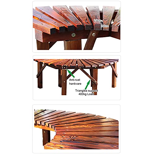 Banco de madera maciza para árbol semicircular para parque exterior 6