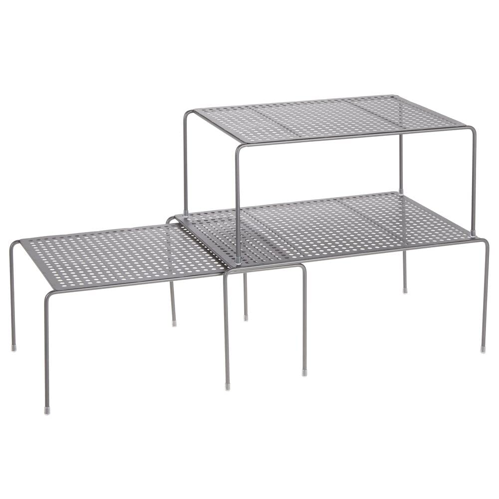 mDesign étagère de Cuisine (Lot de 3) – égouttoir Pratique en métal pour Plus d’Espace de Rangement – étagère Cuisine télescopique rétractable – Gris