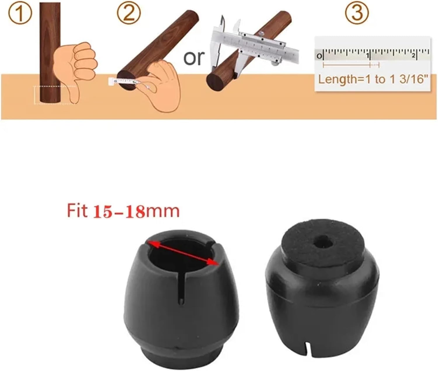 Furniture Glides 100pcs 15-18mm Round Chair Leg Cap Sock Non-Slip Silicone Stool Felt Floor Protector Furniture Parts for Floor Protection(15-18mm Transparent)
