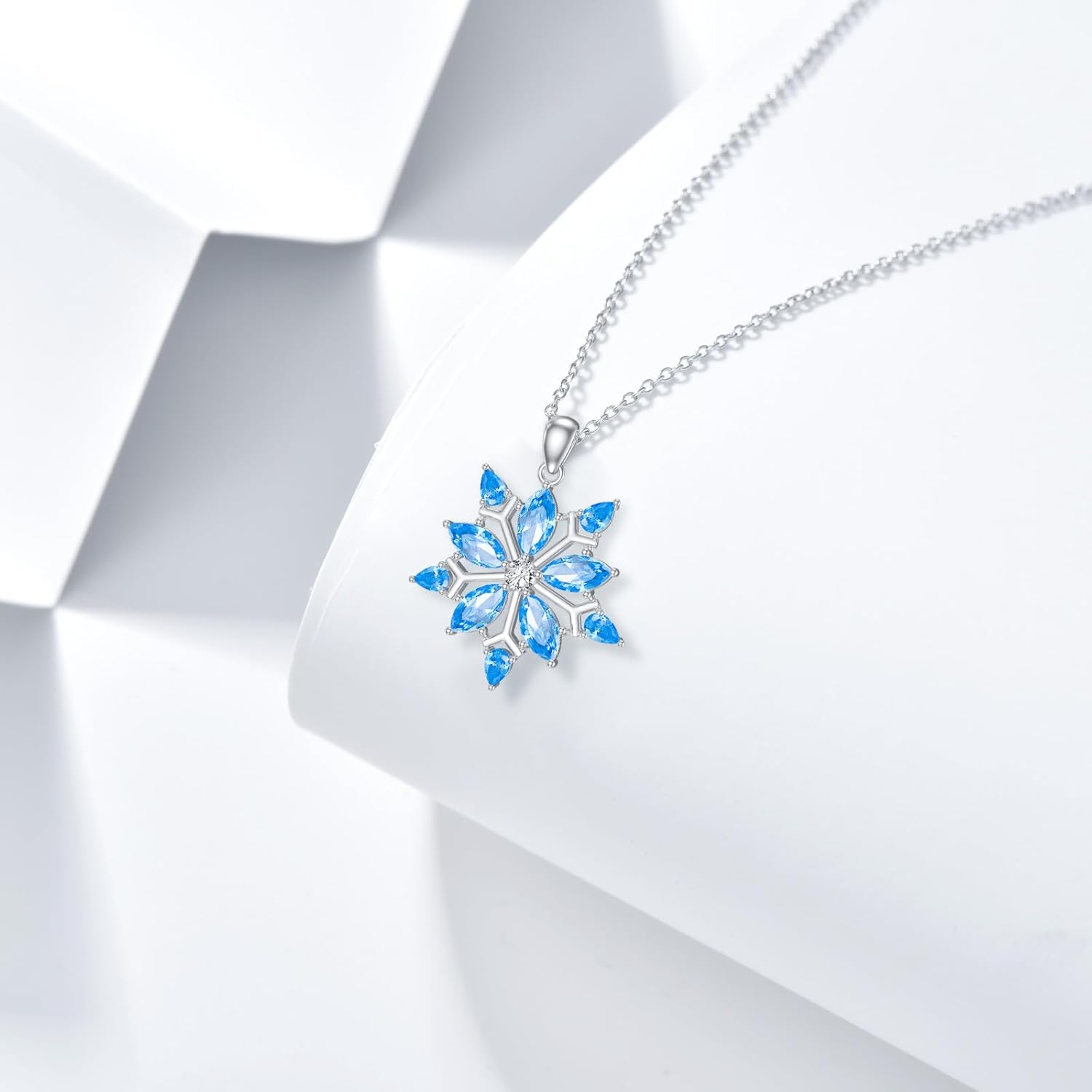 LONAGO Snowflake Necklace Sterling Silver Christmas Frozen Snowflake Pendant Necklace Winter Snow Jewelry Gift for Women - Image 3